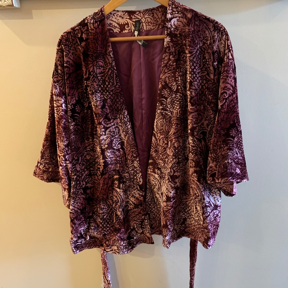 Tracy Reese Velvet Paisley Belted Kimono
